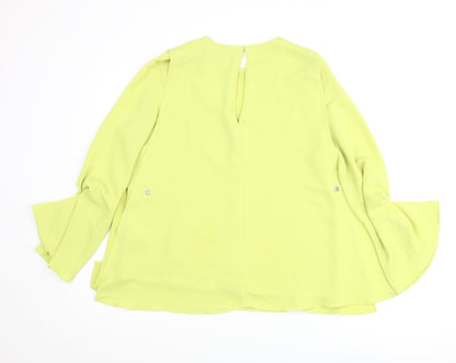 Back view of Autograph women’s green polyester basic blouse, size UK 10, round neck - layered