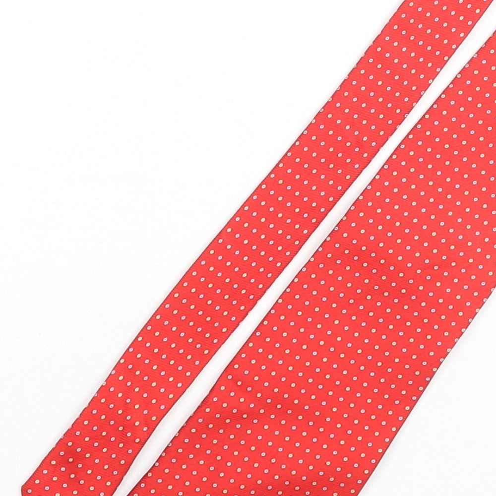Axe Mod Mens Red Polka Dot Silk Pointed Tie One Size