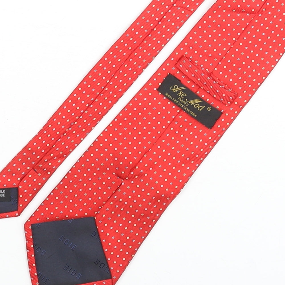Axe Mod Mens Red Polka Dot Silk Pointed Tie One Size