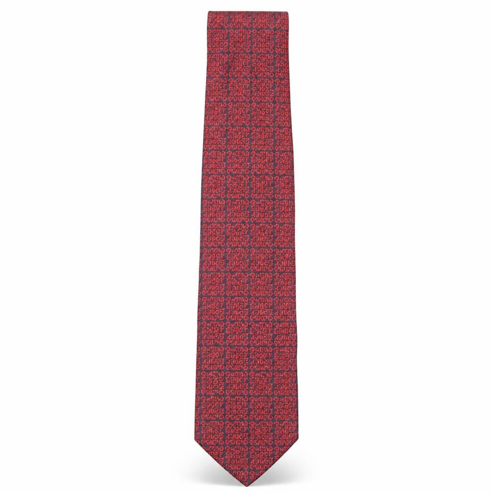 Tudor Ties Mens Red Geometric Polyester Pointed Tie One Size - Hansa Lager