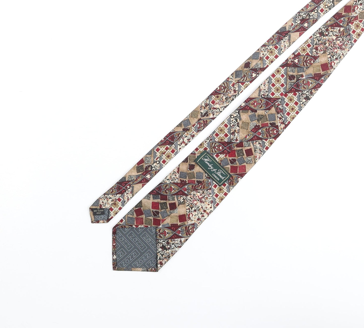 Henley & Finch Mens Multicoloured Geometric Polyester Pointed Tie One Size