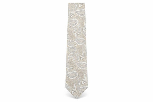 Alexandre Mens Beige Paisley Silk Pointed Tie One Size