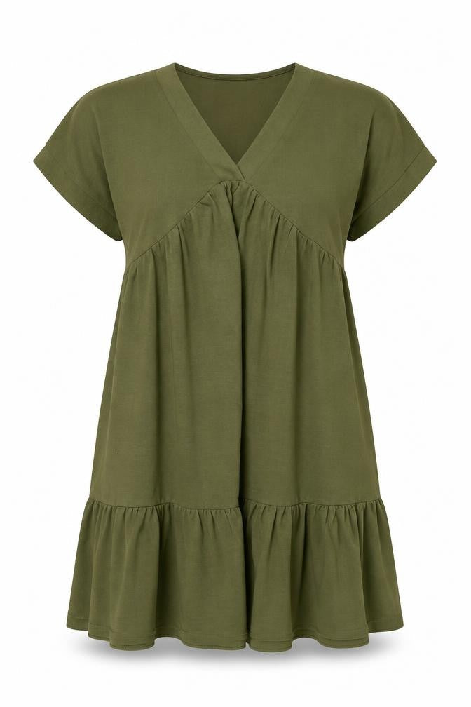 Gini London Womens Green Polyester A-Line Size S V-Neck Pullover - Size S/M