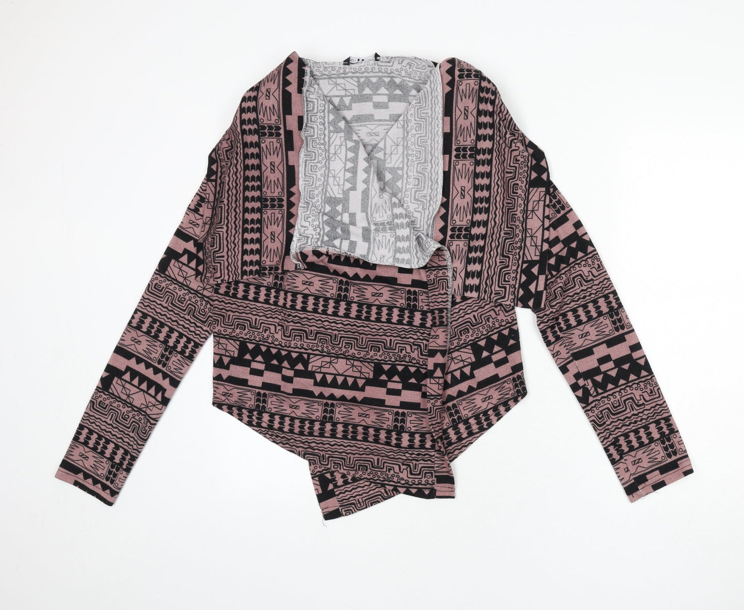 Miso Womens Pink V-Neck Geometric Polyester Cape Jumper Size 12