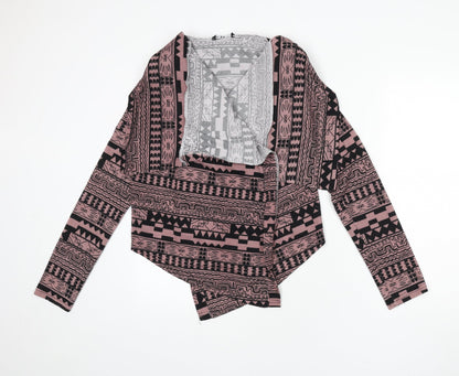 Miso Womens Pink V-Neck Geometric Polyester Cape Jumper Size 12