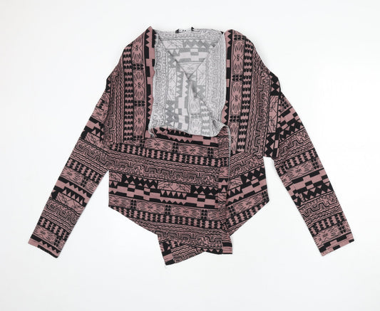 Miso Womens Pink V-Neck Geometric Polyester Cape Jumper Size 12