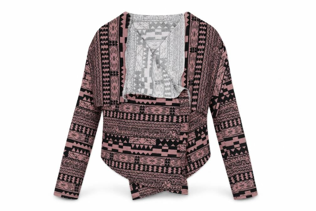Miso Womens Pink V-Neck Geometric Polyester Cape Jumper Size 12