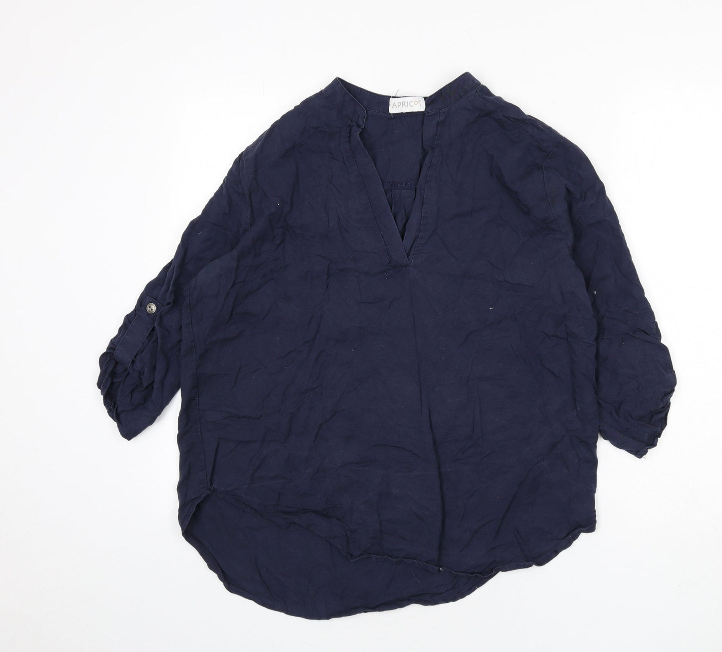 Apricot Womens Blue Polyester Basic Blouse Size 12 V-Neck