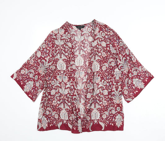New Look Womens Multicoloured Geometric Viscose Basic Blouse Size 8 V-Neck