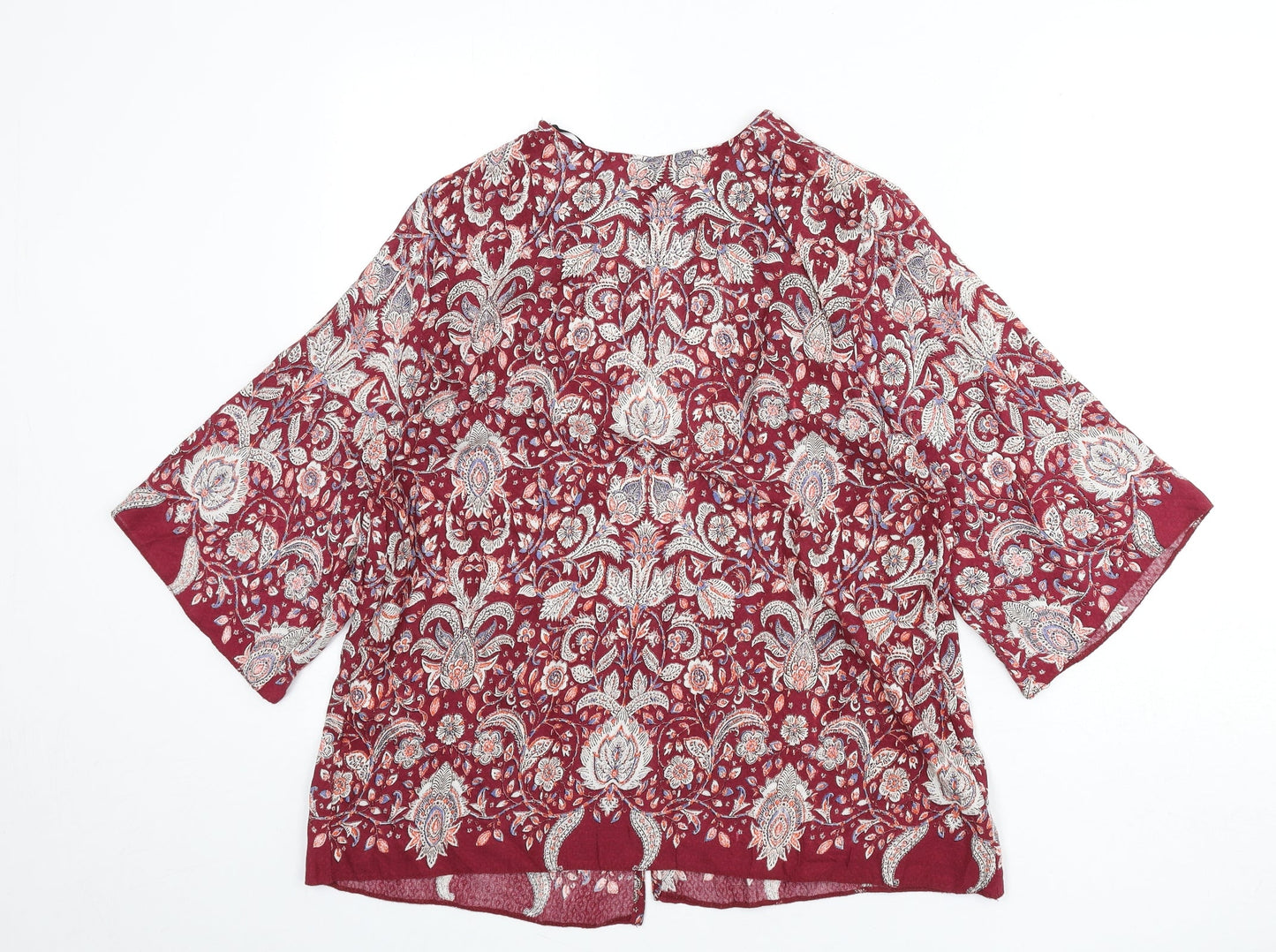 New Look Womens Multicoloured Geometric Viscose Basic Blouse Size 8 V-Neck