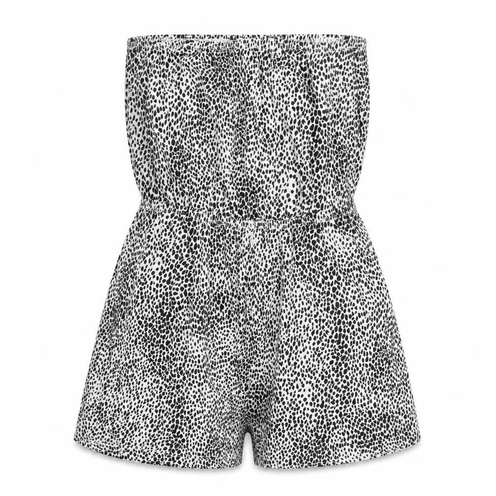 New Look Womens White Geometric Cotton Romper One-Piece Size S Pullover - Dalmatian Print
