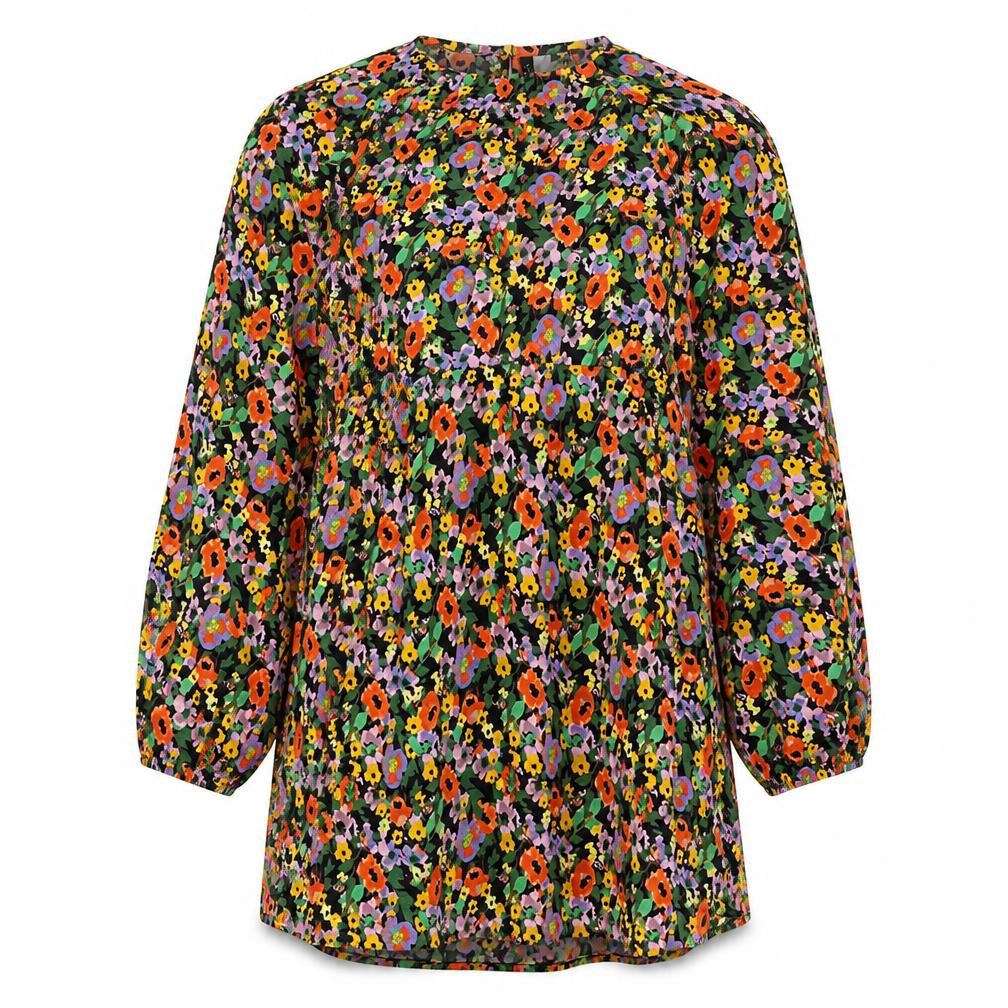 Divided by H&M Womens Multicoloured Floral Polyester A-Line Size M Round Neck Button