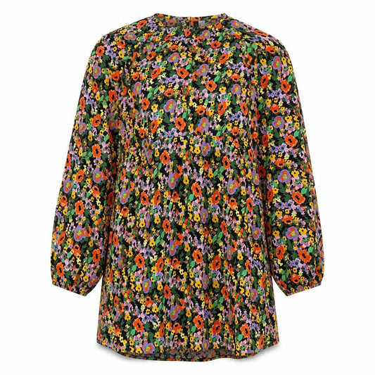 Divided by H&M Womens Multicoloured Floral Polyester A-Line Size M Round Neck Button
