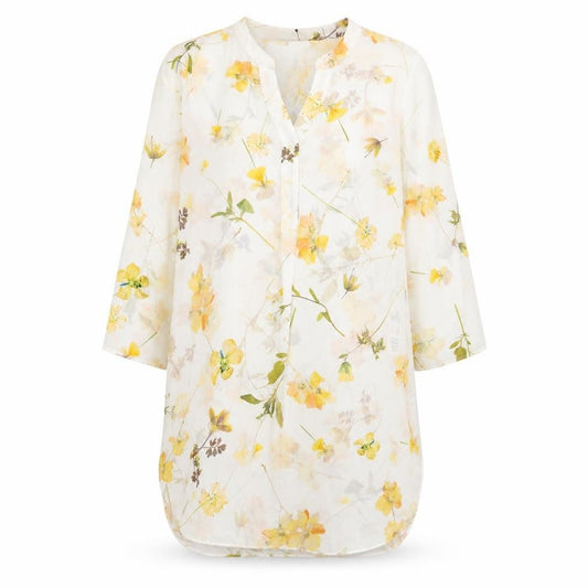 Roman Womens White Floral Polyester Shirt Dress Size 10 V-Neck Button