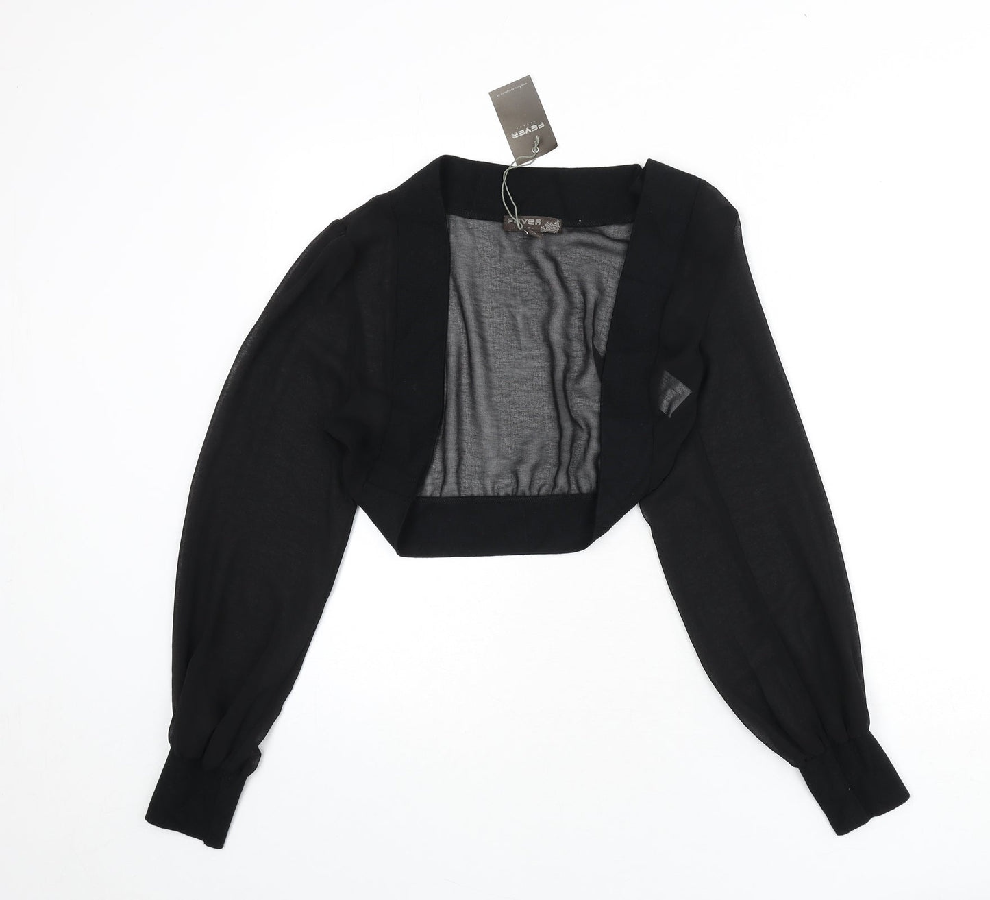 Fever Womens Black Polyester Cropped Blouse Size 14 V-Neck - Shawl