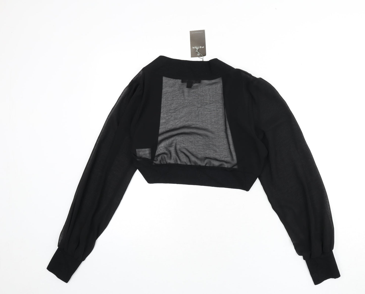 Fever Womens Black Polyester Cropped Blouse Size 14 V-Neck - Shawl