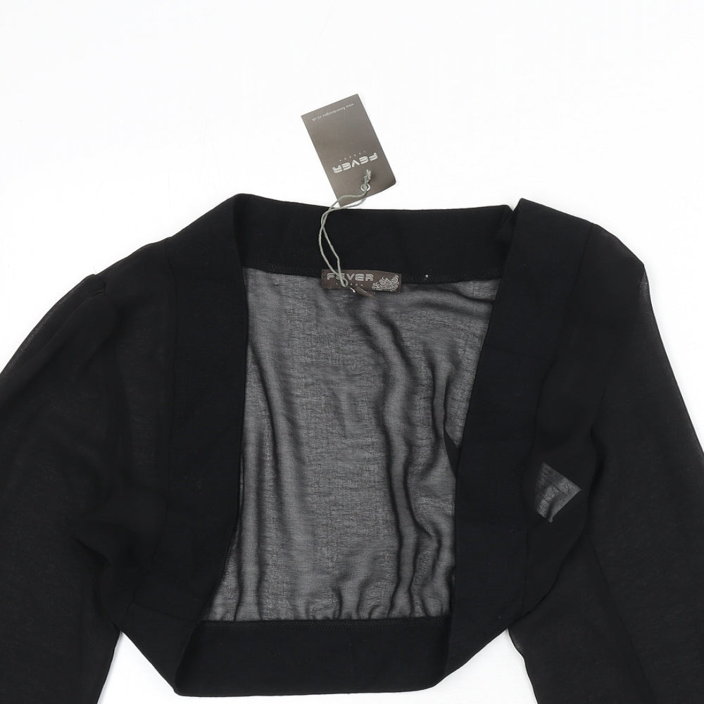 Fever Womens Black Polyester Cropped Blouse Size 14 V-Neck - Shawl