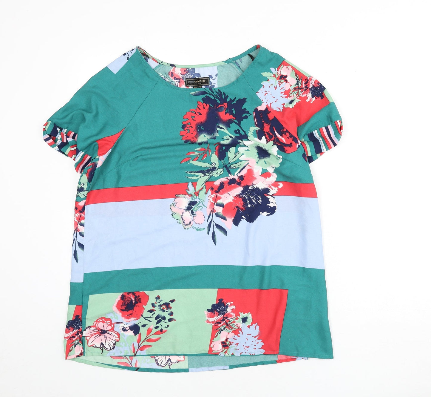 bpc Womens Multicoloured Geometric Polyester Basic Blouse Size 16 Round Neck - Floral, Stripe, Colour Block