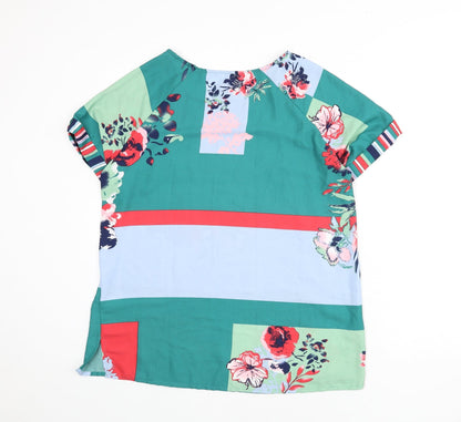 Bonprix Womens Multicoloured Geometric Polyester Basic Blouse Size 16 Round Neck - Floral, Stripe, Colour Block