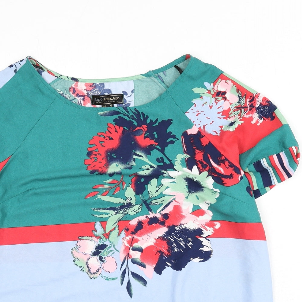 bpc Womens Multicoloured Geometric Polyester Basic Blouse Size 16 Round Neck - Floral, Stripe, Colour Block