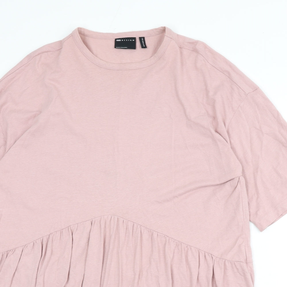 ASOS Womens Pink 100% Cotton A-Line Size 10 Round Neck Pullover