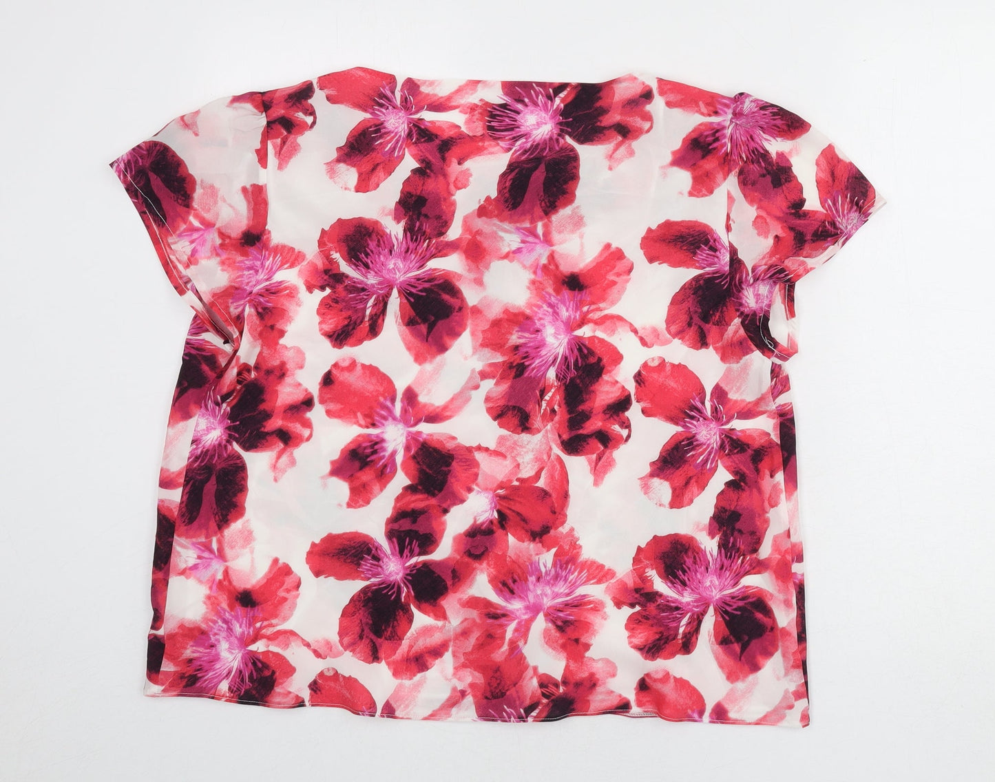CC Womens Multicoloured Floral Polyester Basic Blouse Size 20 Cowl Neck