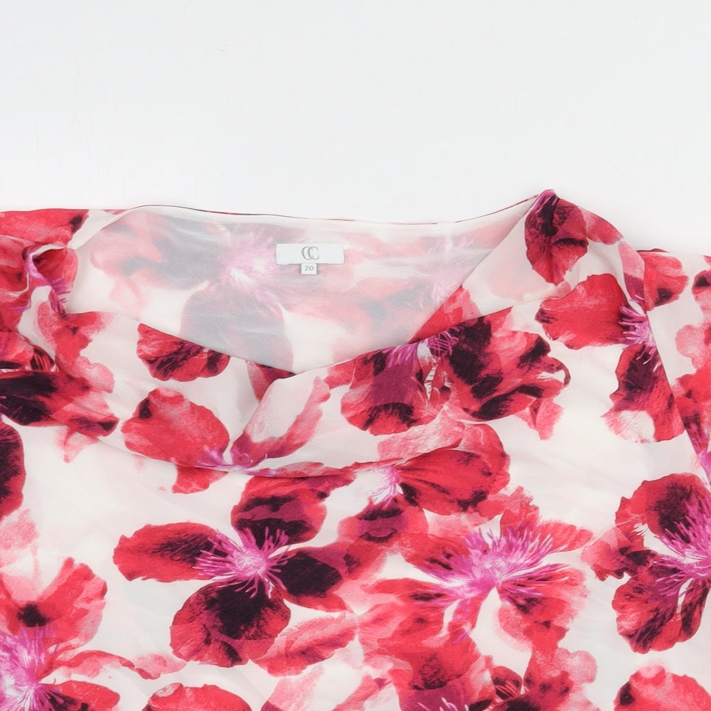 CC Womens Multicoloured Floral Polyester Basic Blouse Size 20 Cowl Neck