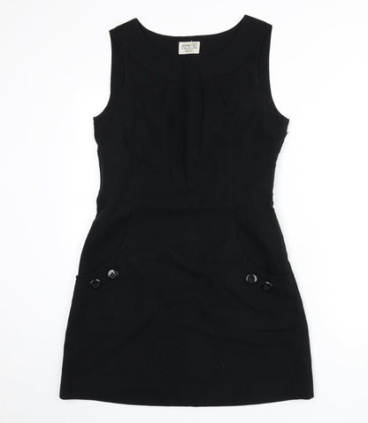 Additional front view of ESPRIT women’s black wool a-line, size UK 12, round neck zip