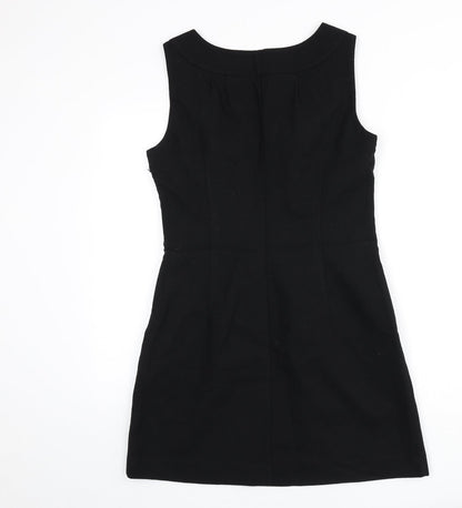 Back view of ESPRIT women’s black wool a-line, size UK 12, round neck zip
