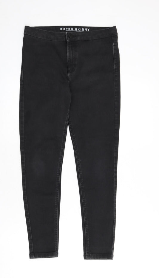 Marks and Spencer Womens Grey Cotton Skinny Jeans Size 12 L24 in Regular Zip