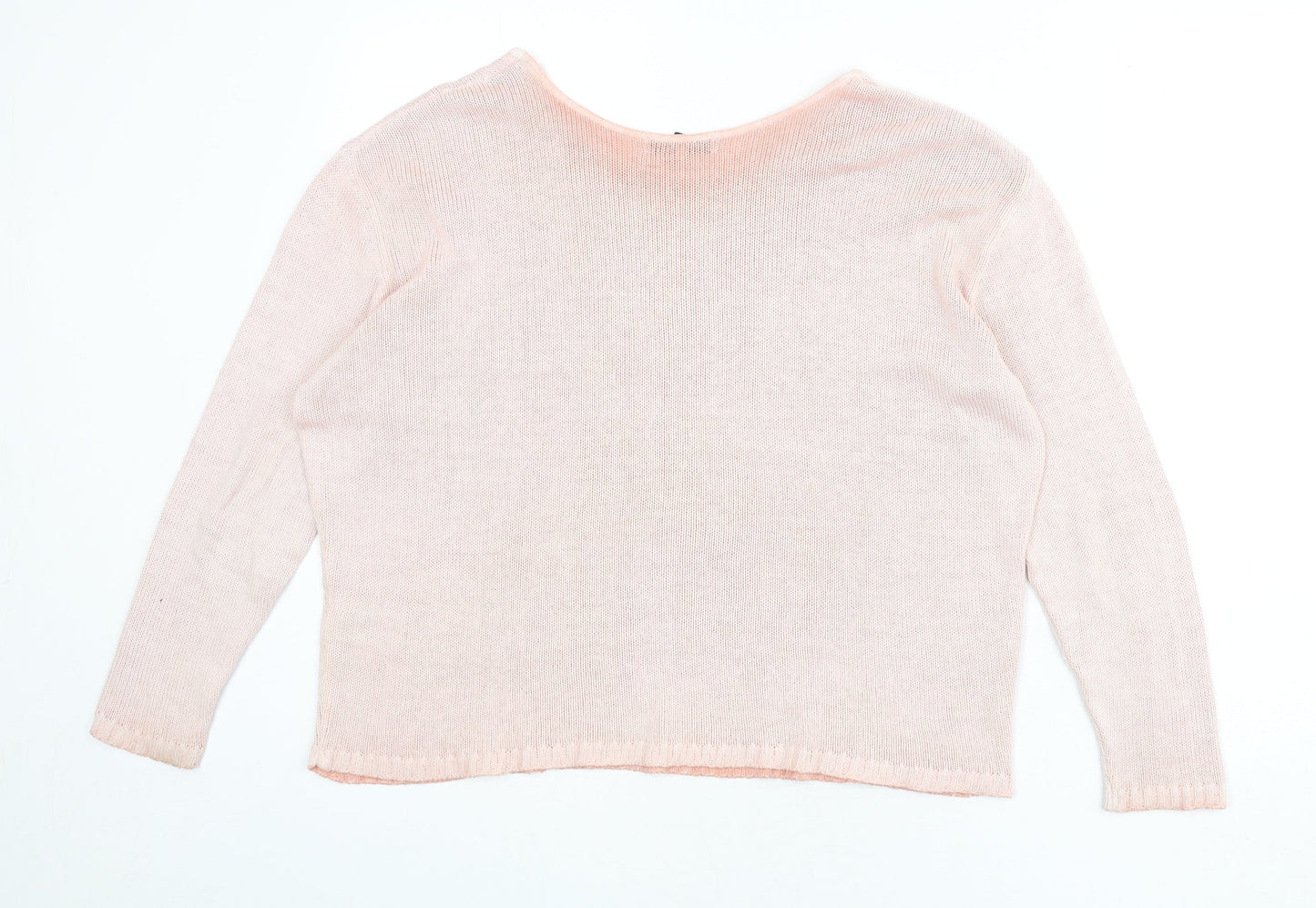 Sandwich Womens Pink Boat Neck Cotton Pullover Jumper Size S