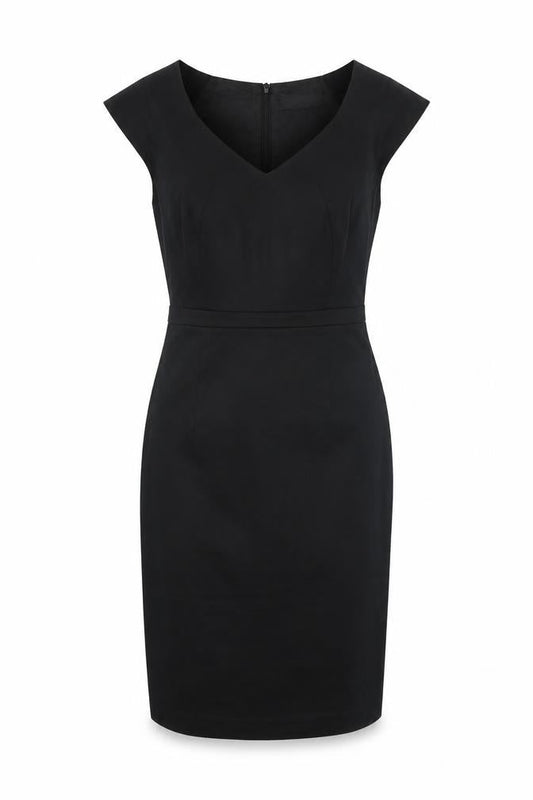 Dorothy Perkins Womens Black Cotton Pencil Dress Size 10 V-Neck Zip - Slit
