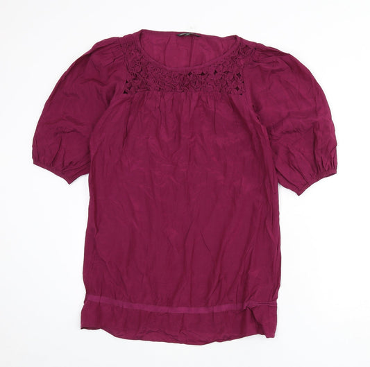 Limited Edition Womens Purple Cotton Tunic Blouse Size 10 Round Neck - Cut Out Detail