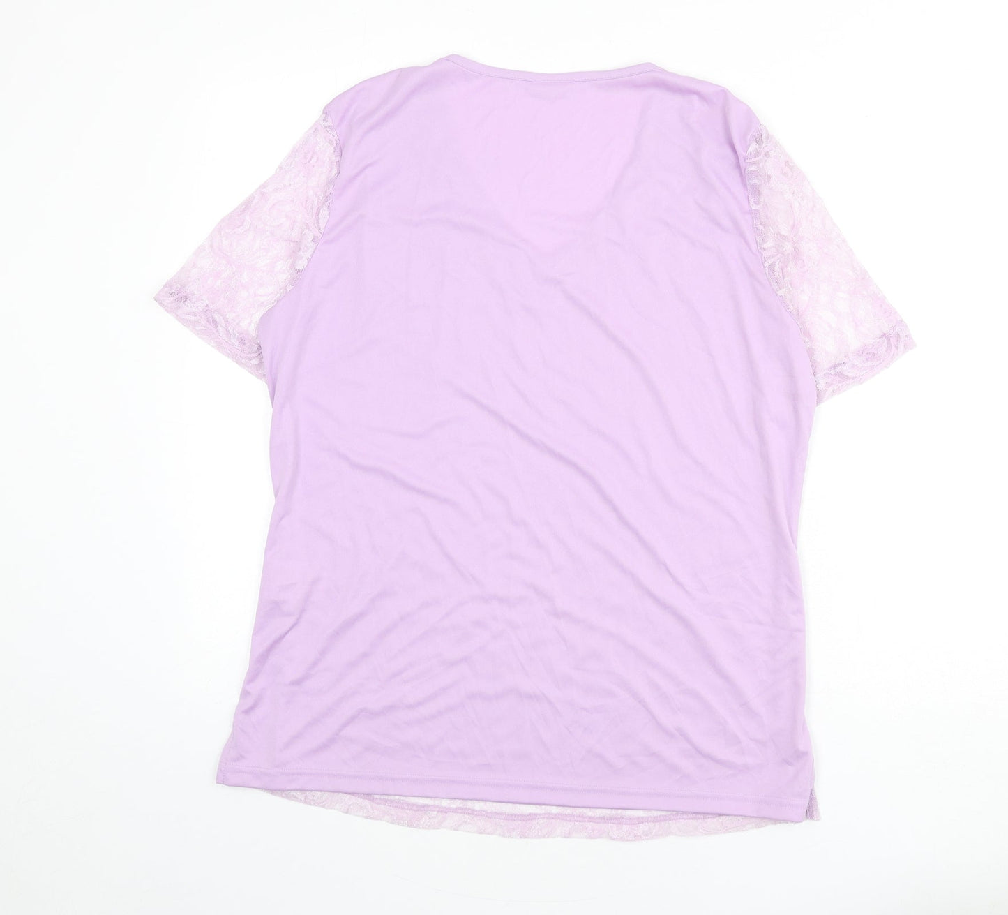 Damart Womens Purple Polyamide Basic T-Shirt Size 18 V-Neck - Lace Overlay