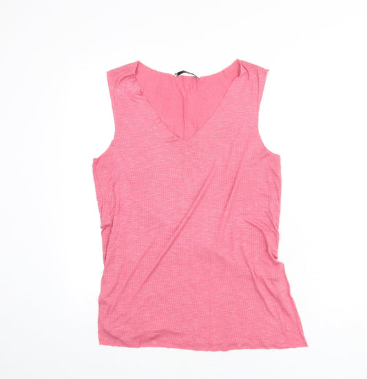Mango Womens Purple Polyester Basic Tank Size M V-Neck - Ribbed