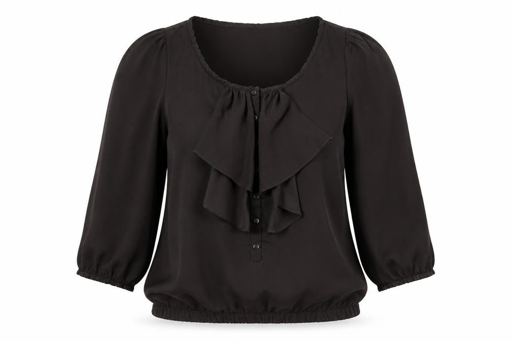 Zara Womens Brown Polyester Basic Blouse Size S Boat Neck - Ruffle Detail