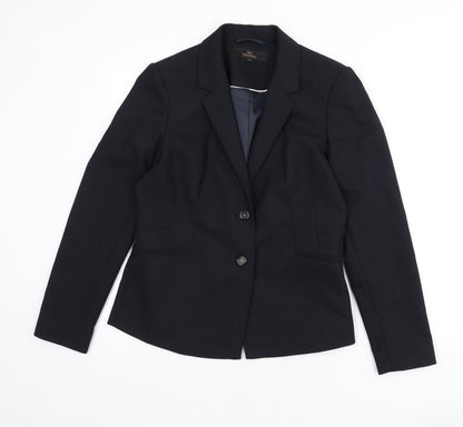 Next Womens Blue Geometric Polyester Jacket Blazer Size 14