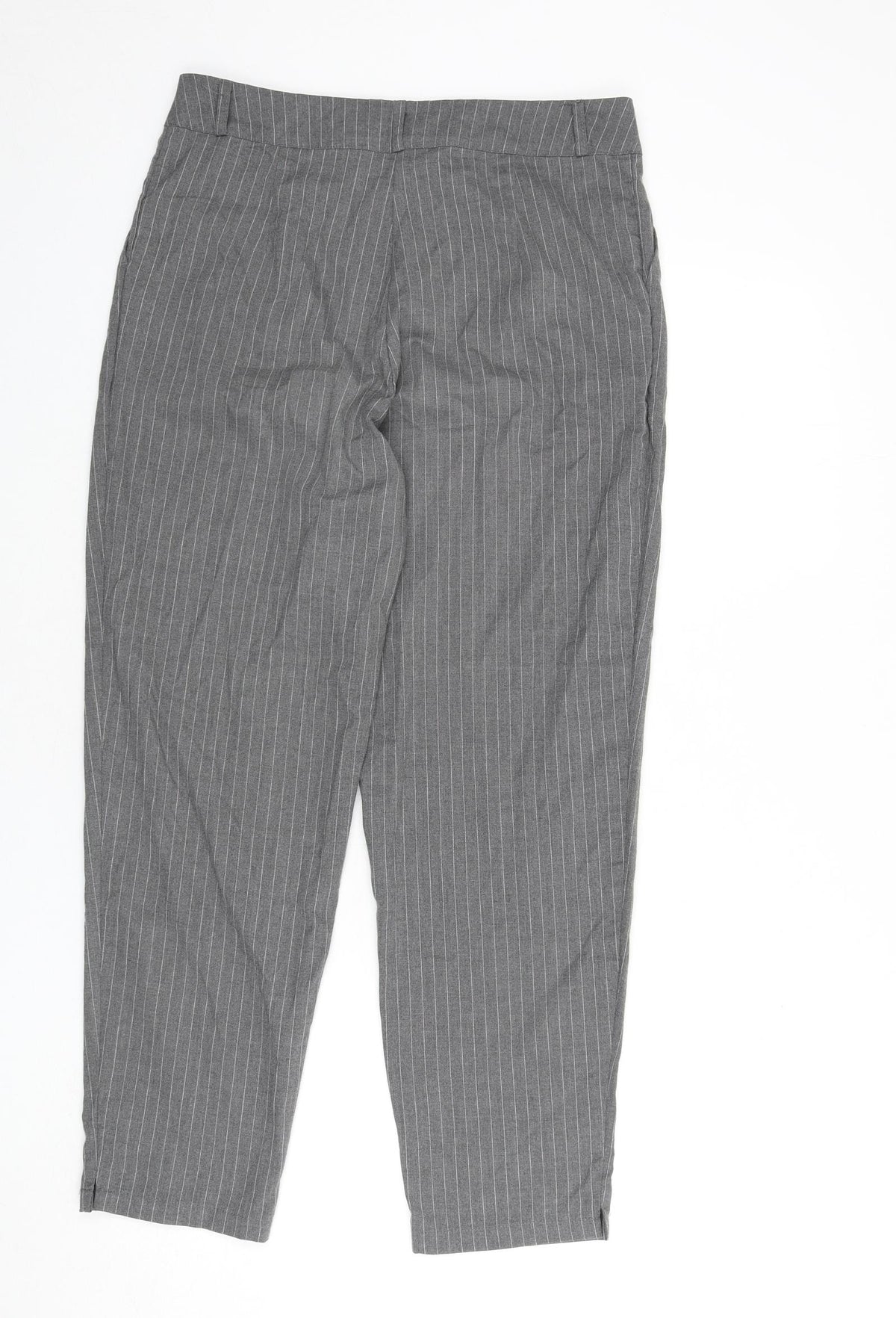 New Look Womens Grey Striped Polyester Dress Pants Trousers Size 12 L26 in Regular Zip