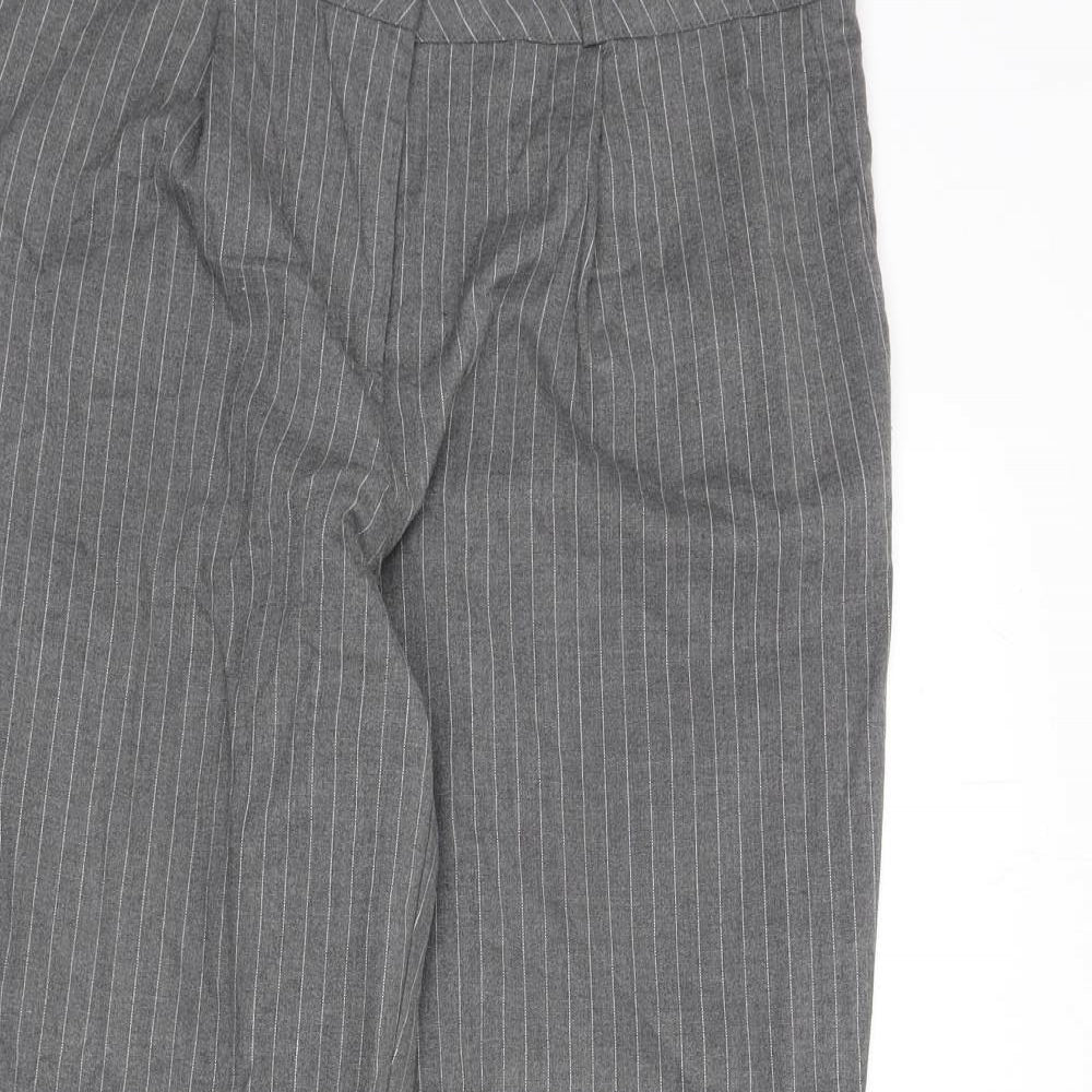 New Look Womens Grey Striped Polyester Dress Pants Trousers Size 12 L26 in Regular Zip