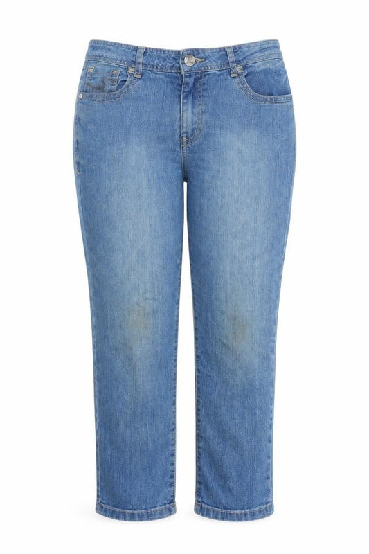 Red Herring Womens Blue Cotton Cropped Jeans Size 8 L21 in Regular Zip