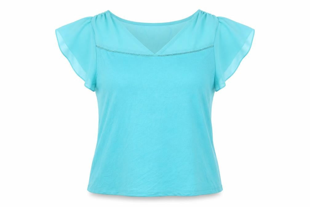 Kaleidoscope Womens Blue Viscose Basic Blouse Size 14 V-Neck