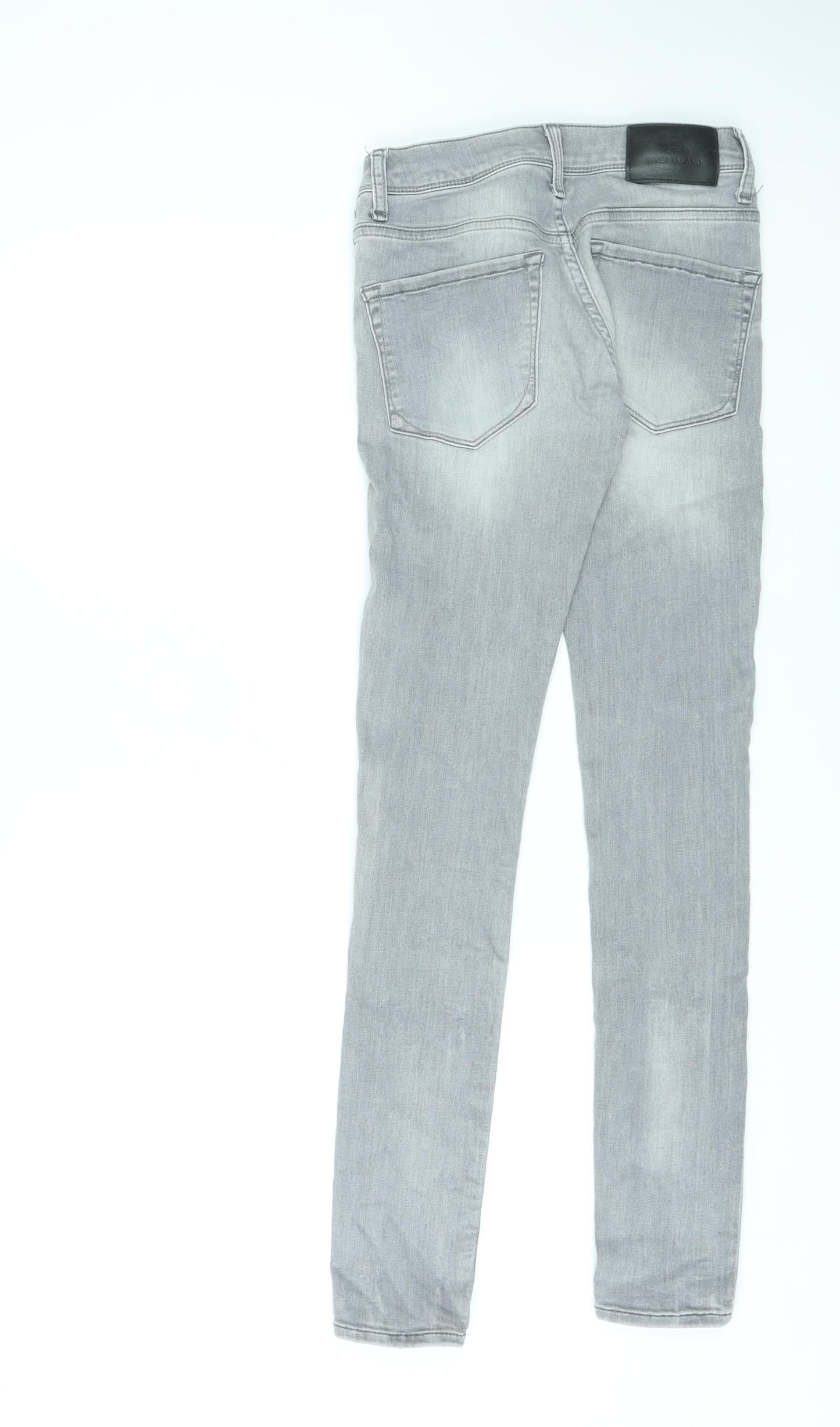River Island Womens Grey Cotton Skinny Jeans Size 26 L30 in Regular Zip