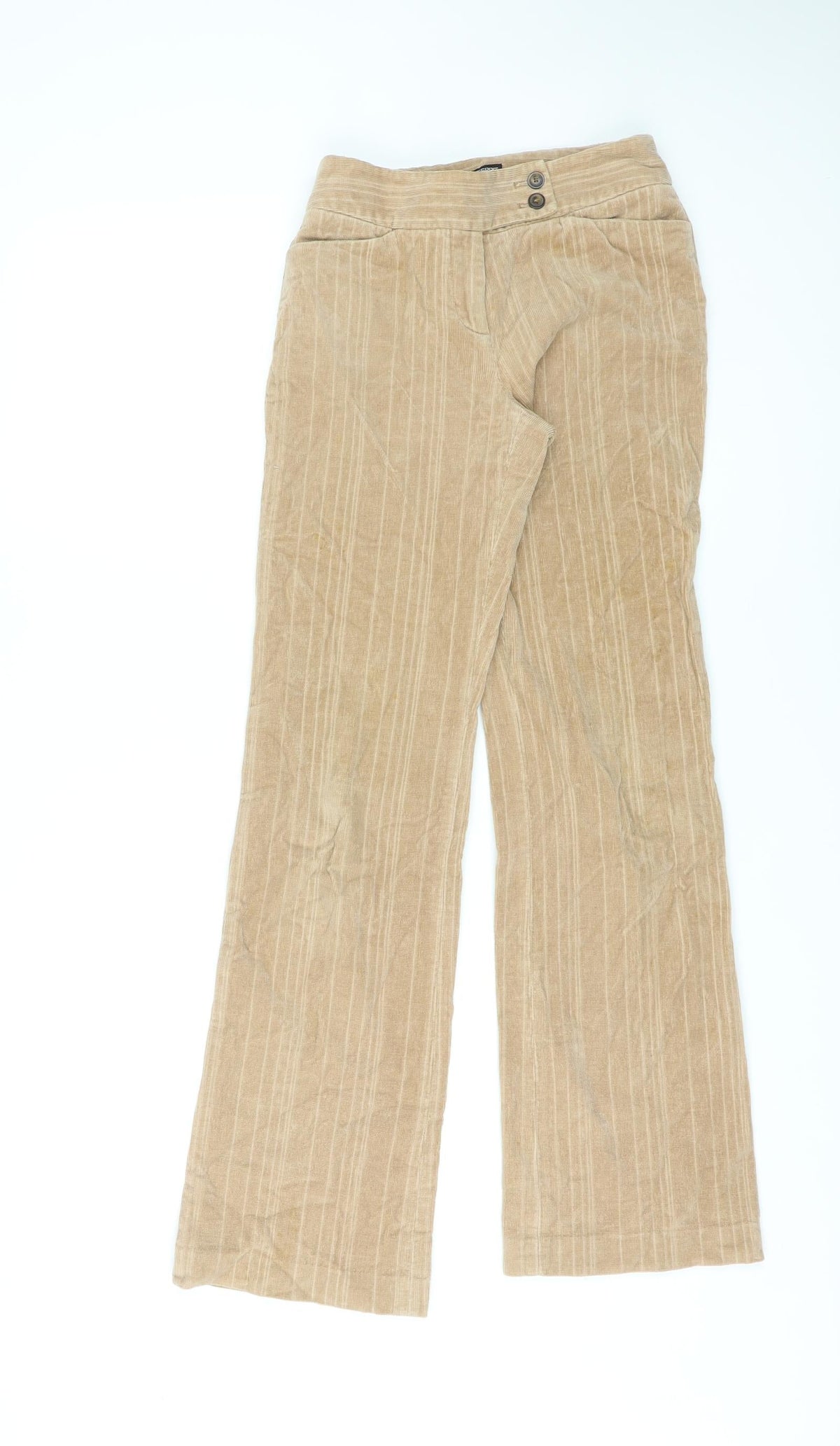 Additional front view of Sprit women’s beige polyester trousers, size UK 26, in, 29-inch leg regular zip