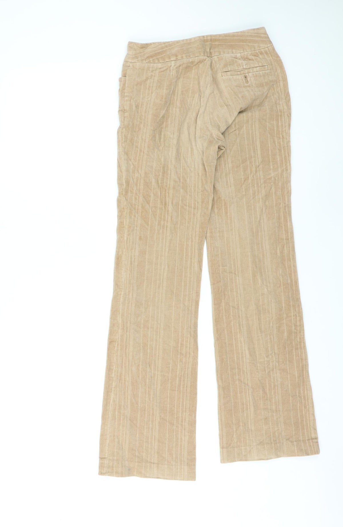 Back view of Sprit women’s beige polyester trousers, size UK 26, in, 29-inch leg regular zip