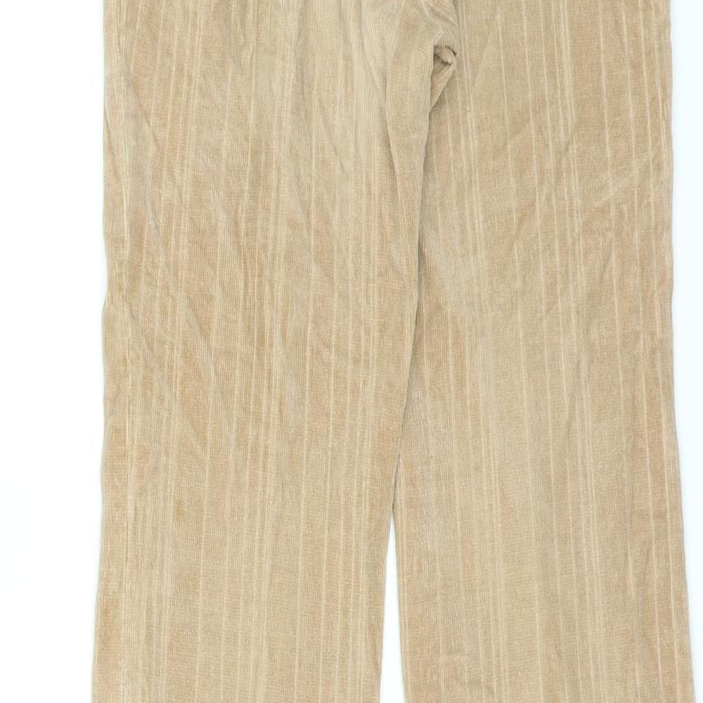 Brand and care label for Sprit women’s beige polyester trousers, size UK 26, in, 29-inch leg regular zip
