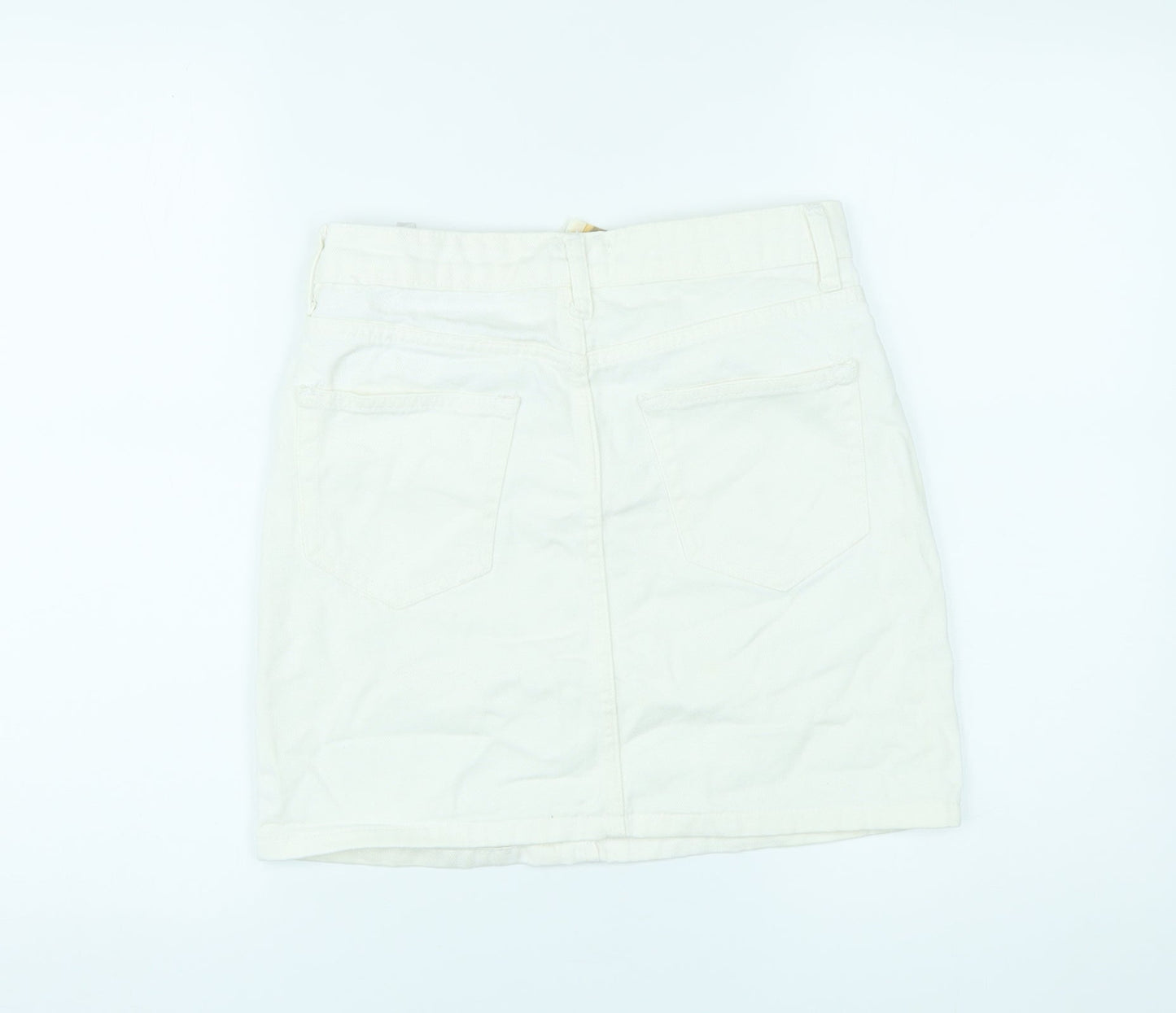 Dont Think Twice Womens White Cotton Mini Skirt Size 6 Zip