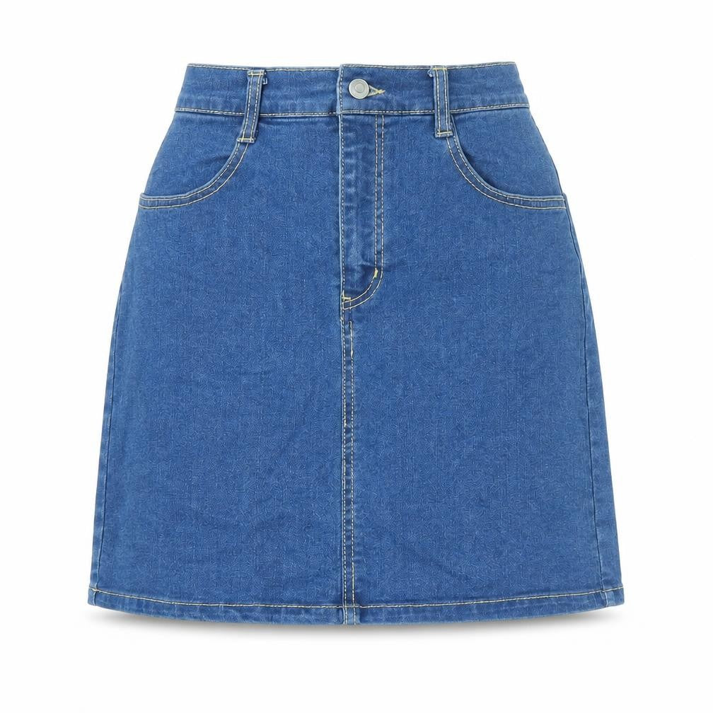 Wego Standard Womens Blue Cotton A-Line Skirt Size XS Zip - Elasticated Waist