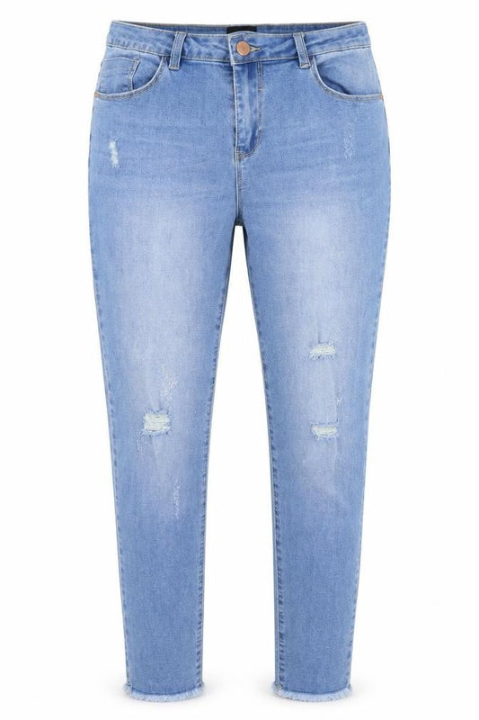 B.You Womens Blue Cotton Tapered Jeans Size 12 L29 in Regular Zip