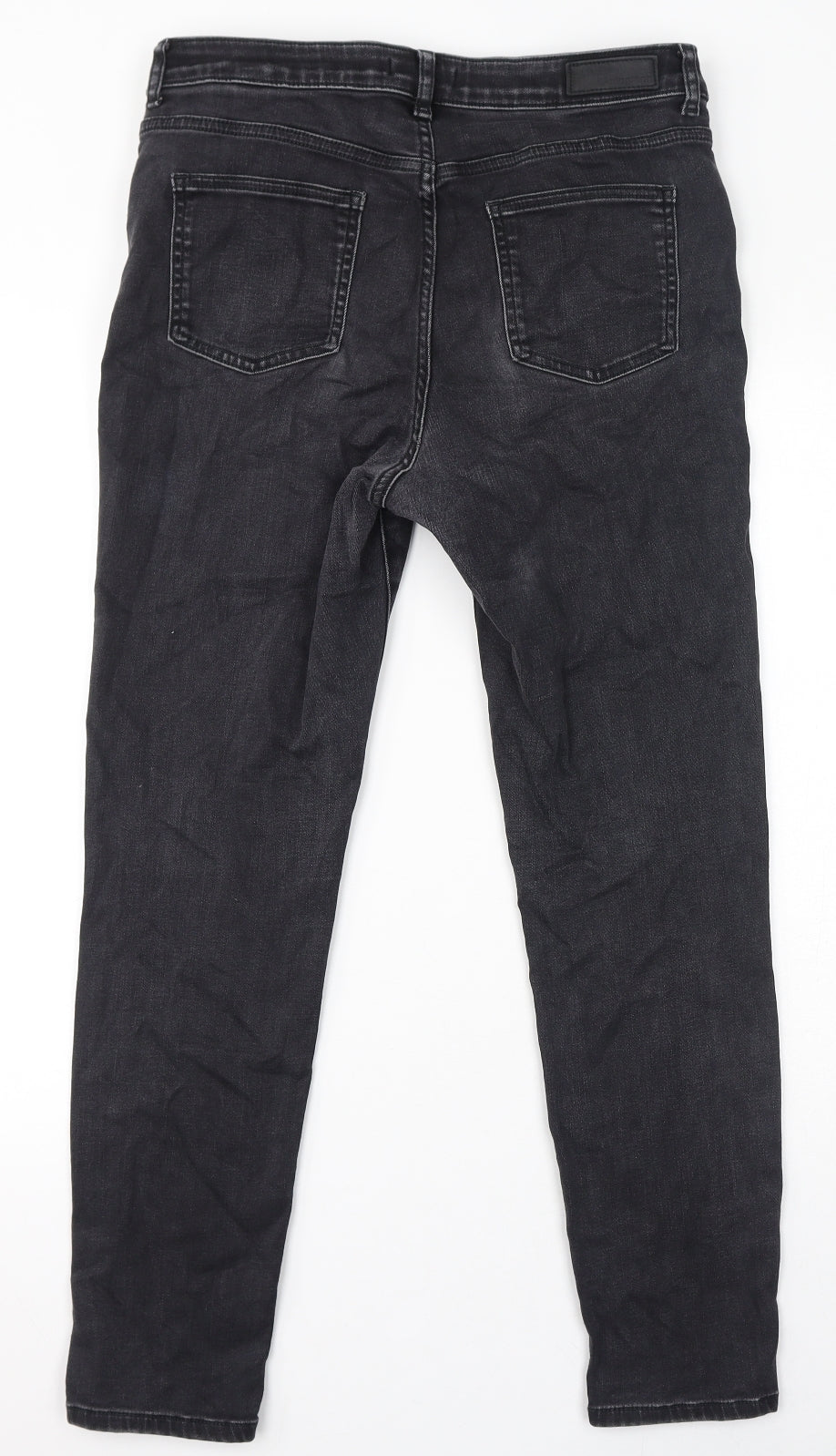 Marks and Spencer Womens Grey Cotton Skinny Jeans Size 14 L28 in Regular Zip