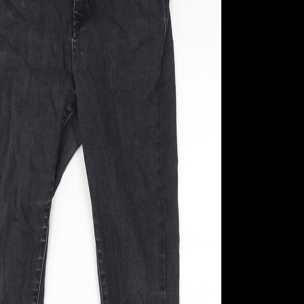 Marks and Spencer Womens Grey Cotton Skinny Jeans Size 14 L28 in Regular Zip